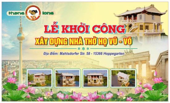 Thông báo thay Giấy mời tham dự Lễ khởi công xây dựng Nhà thờ họ Vũ Võ tại CHLB Đức